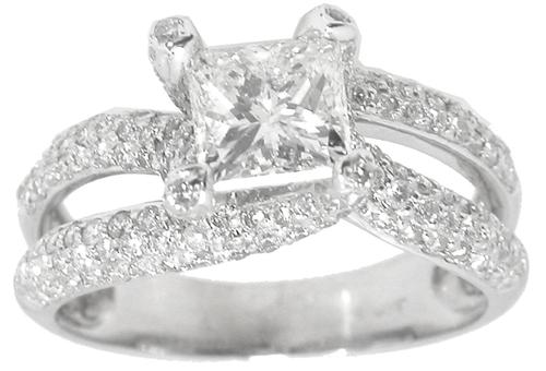1.00ct Princess Cut Diamond 18k White Gold Engagement Ring