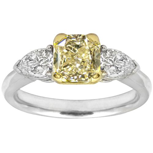 1.01ct Radaint Cut  Fancy Natural Diamond  18k White Gold Enagagement Ring