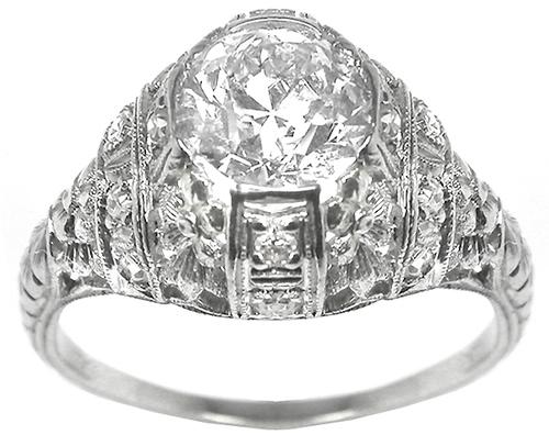 Antique Diamond Platinum Engagement Ring GIA Certified