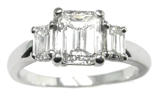 GIA Certified Emerald Cut Diamond Platinum Engagement Ring