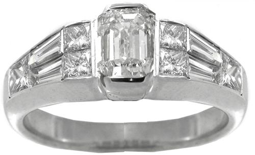 GIA Certified Emerald Cut Diamond engagement Ring