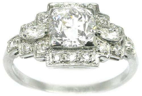 GIA Certified Antique Diamond Platinum Engagement Ring