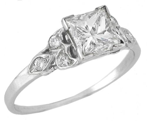 GIA Certified Princess Cut Diamond Platinum Engagement Ring