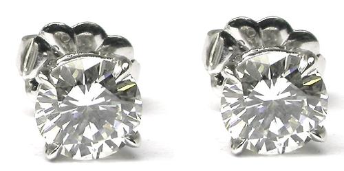Round Cut Diamond 14k White Gold Earrings