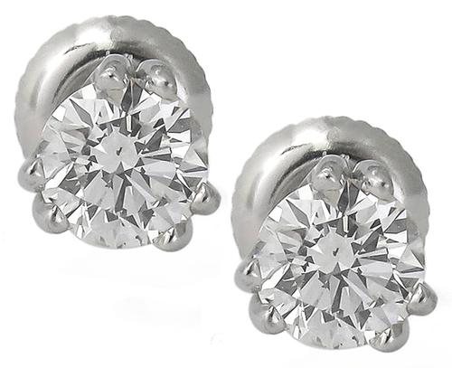 0.55ct/0.55ct Round Brilliant Cut Diamond 14k White Gold Estate Stud Earrings 