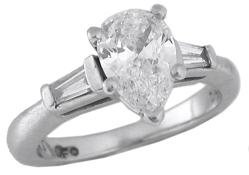 1.11ct Pear Shape  Diamond Platinum Engagement Ring 