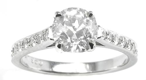 Plat. Engagement Ring Gia Certified 1.11 Carat Old European Cut Diamond 