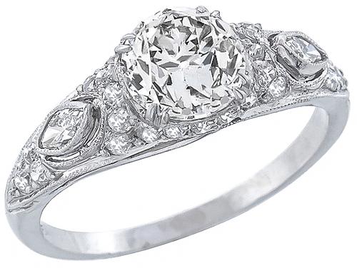 GIA Certified Round Brilliant Cut Diamond Platinum Engagement Ring