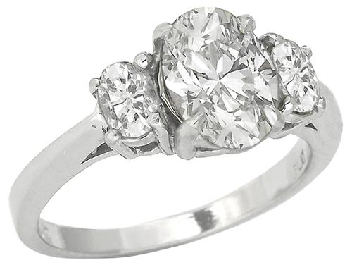 GIA Certified Oval Cut Diamond Platinum Engagement Ring