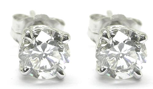 Round Brilliant Cut Diamond 14k White Gold Stud Earrings