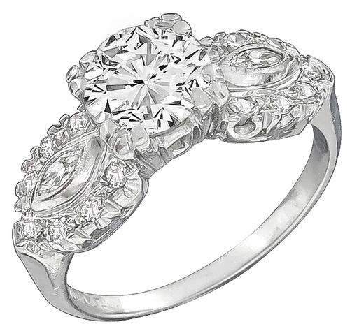 Old Mine Cut Diamond Platinum Engagement Ring