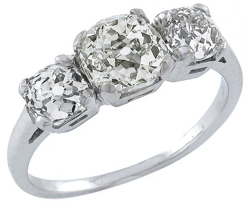 Old Mine Cut Natural Fancy Yellow Diamond Old Mine Cut Diamond 14k White Gold Anniversary Ring