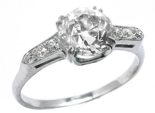 1.53ct Old Mine Diamond Platinum Engagement Ring