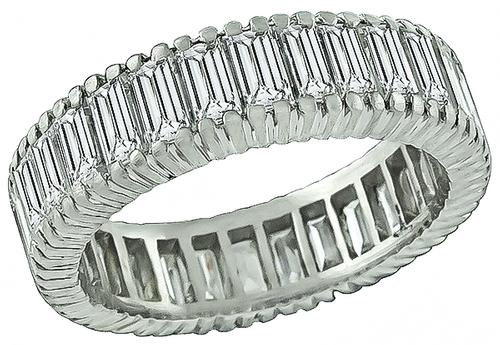 Emerald Cut Diamond Platinum Eternity Wedding Band