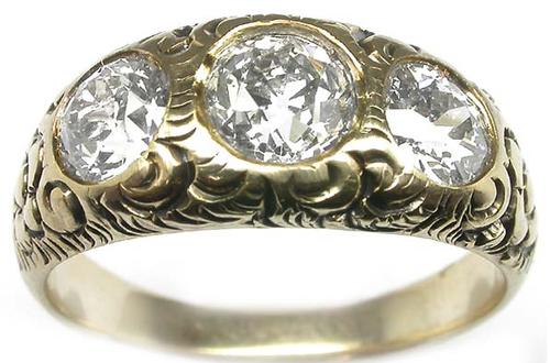 Buy 1.82ct Victorian 18k Yellow Gold 3 Stone Gypsy Ring - New York ...