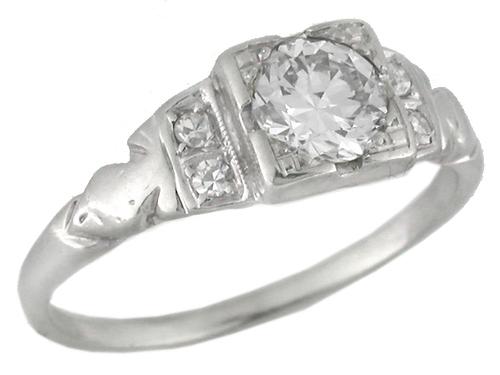 1910s 0.50ct Round Cut Diamond 14k White Gold Engagement Ring