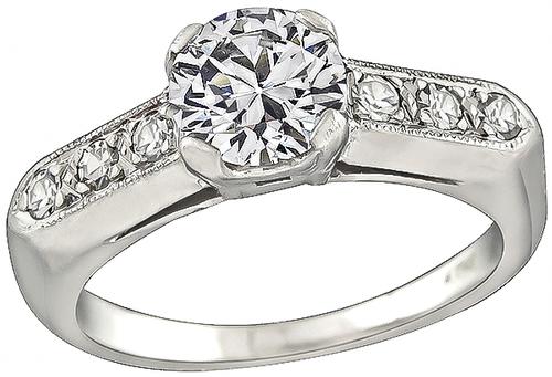 Vintage Old Mine Cut Diamond Platinum Engagement Ring