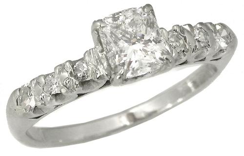 Antique GIA Certified Diamond 14k White Gold Engagement Ring