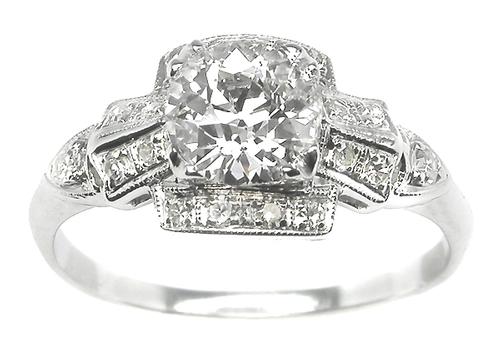 Antique GIA Certified Diamond Platinum Engagement Ring