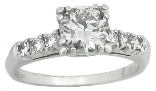 1920s 0.90ct Round Cut Diamond Platinum Engagement Ring