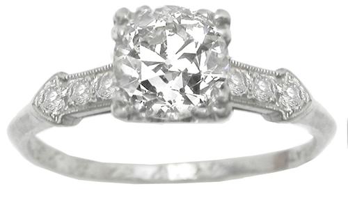 Antique 0.92ct  Diamond Platinum Engagement Ring