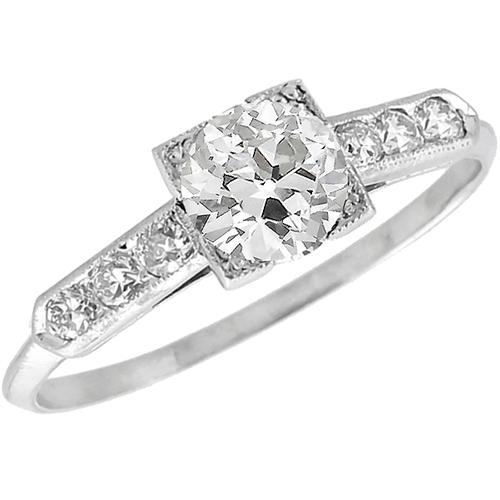 Antique 1.04ct Old European Cut Diamond Platinum Engagement Ring 