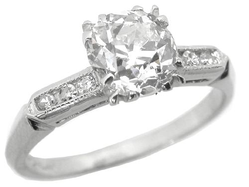 Antique  1.09ct Diamond Platinum Engagement Ring