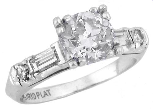 1920s 1.25ct Old European Cut Diamond Platinum Engagement Ring 