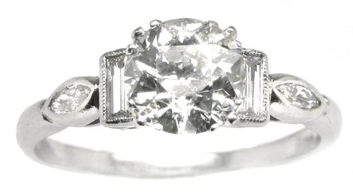 GIA Certified Vintage Diamond Platinum Engagement Ring