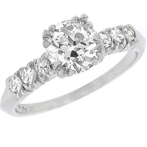 Antique EGLCertified 1.04ct Old European  Cut Diamond Platinum Engagement Ring 