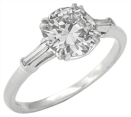 Vintage GIA Certified 1.03ct Round Brilliant Cut Diamond Platinum Engagement Ring