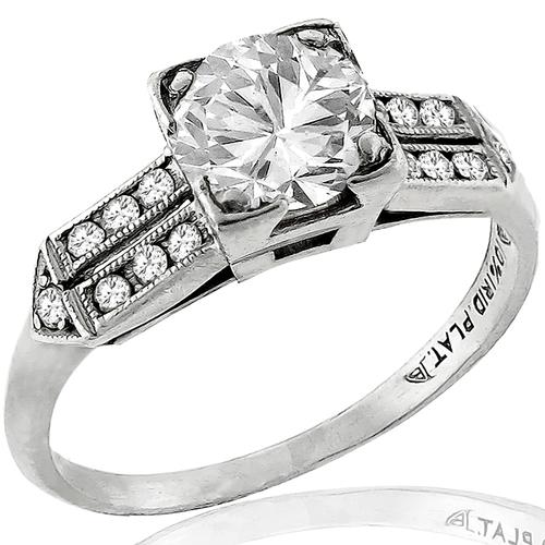 Estate 0.70ct Diamond Platinum Engagement & Wedding Band Set 