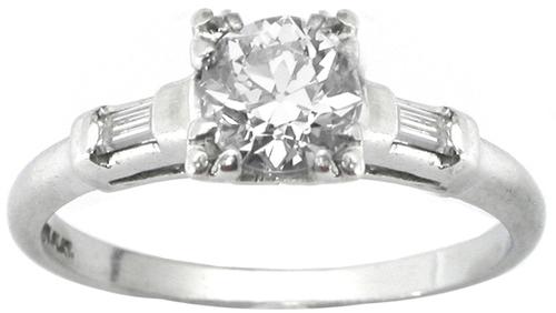 1950s 0.65ct Old European Diamond Platinum Engagement Ring