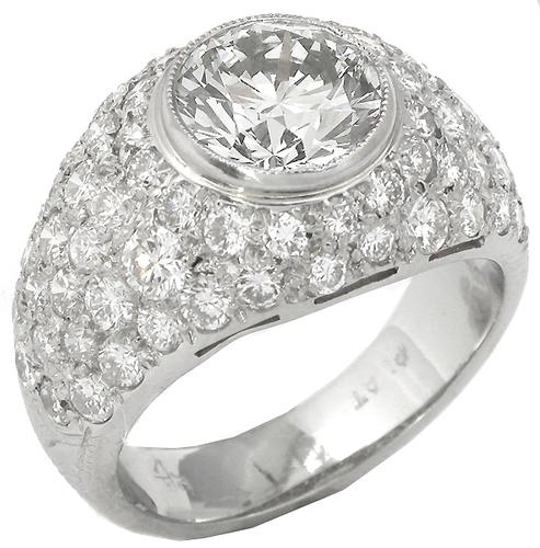 1950s 2.29ct Old European Cut Diamond Platinum Ring