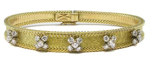 Vintage 1.25ct Round Cut  Diamond 18k Yellow Gold Bracelet