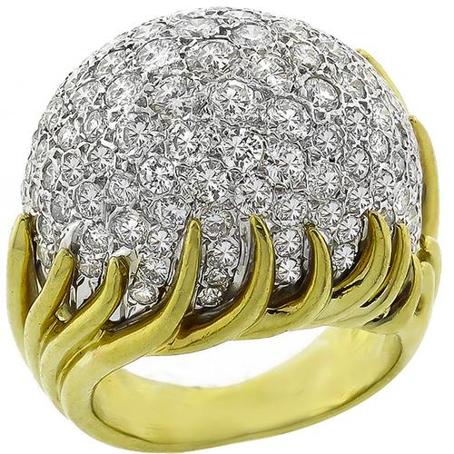 Vintage 3.55ct Diamond Gold Bombe  Cocktail  Ring 