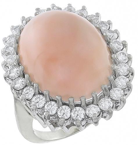 1960's Angel Coral 2.00ct Diamond 14k White Gold Ring