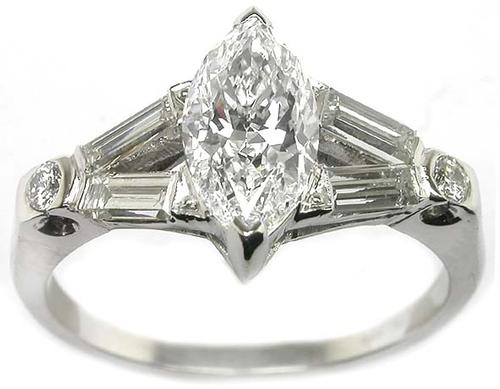 GIA Certified Vintage Diamond Platinum Engagement Ring