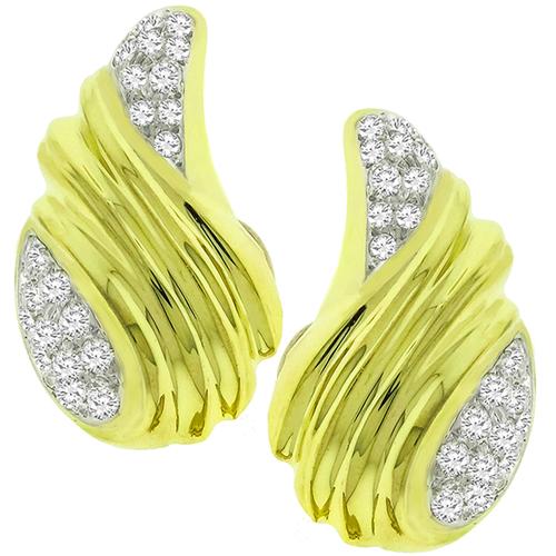 2.30ct Diamond 2 Tone Gold Wings Earrings
