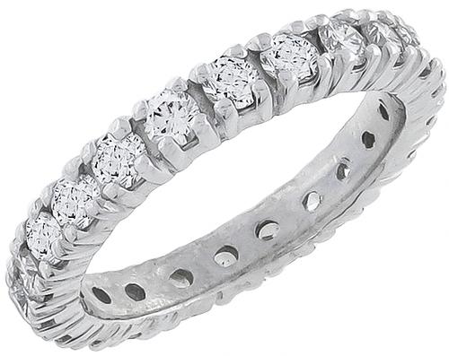 Round Cut Diamond 14k White Gold Eternity Wedding Band