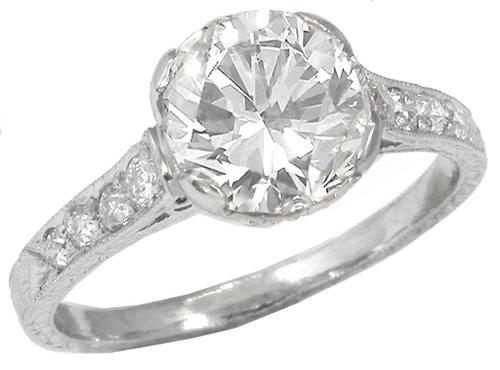 2.00ct Old European Diamond Platinum Engagement Ring 