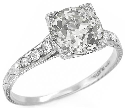 2.01ct Old European Cut Diamond Platinum Engagement Ring