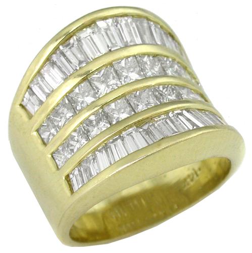 2.20ct Baguette and Princess Cut Diamond 14k Yellow Gold Ring