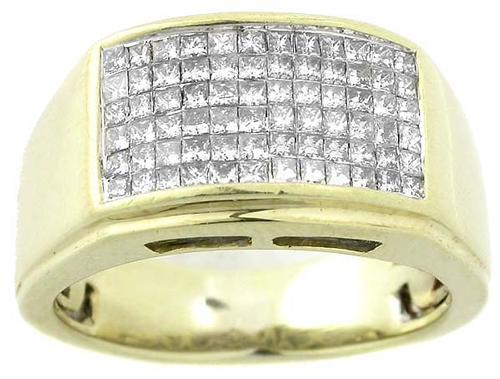 2.20ct Invisible Set Princess Cut Diamond 18k Yellow Gold Ring
