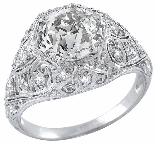 GIA Certified Old European Cut Diamond Platinum Engagement Ring