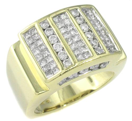 2.30ct Princess and Round Cut Diamond 14k Yellow Gold Ring