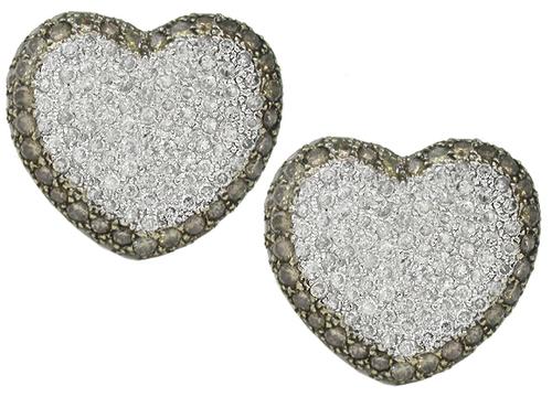 Round Cut Diamond Round Cut Natural Fancy Brown Diamond 18k White Gold Earrings