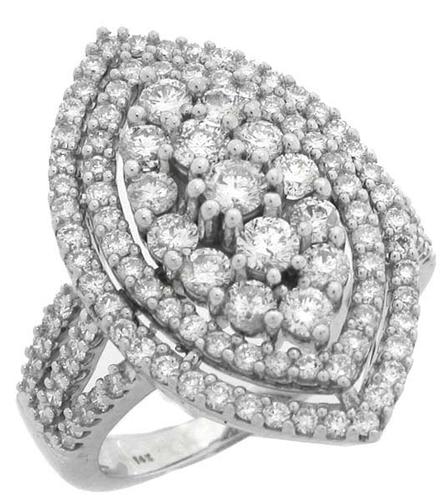 2.42ct Round Diamond Cluster 14k White Gold Ring