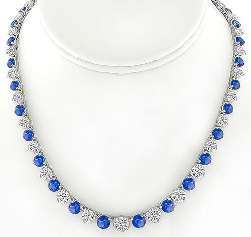 Blue and White Sapphire Tennis Necklace – Designs By Gisela Clemens