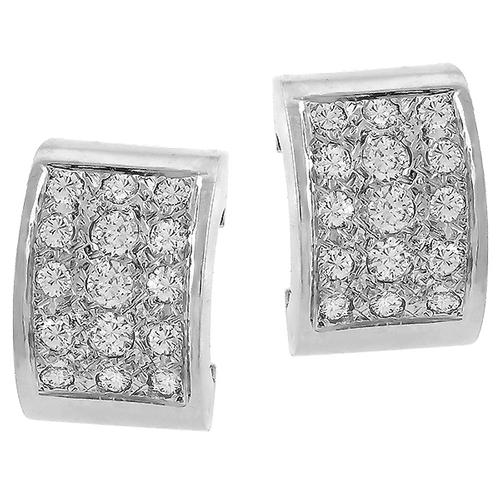 Estate 2.50ct Round Cut Diamond 14k White Gold Earrings